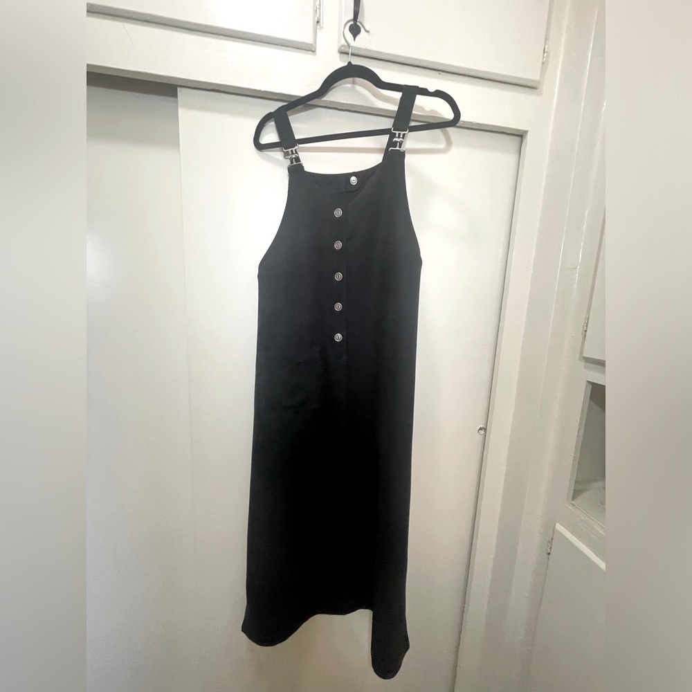 90s DEADSTOCK overalls dress post punk boho brat black S - new